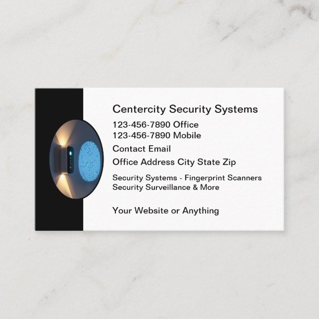 Security Systems Business Cards Modern Design (Front)