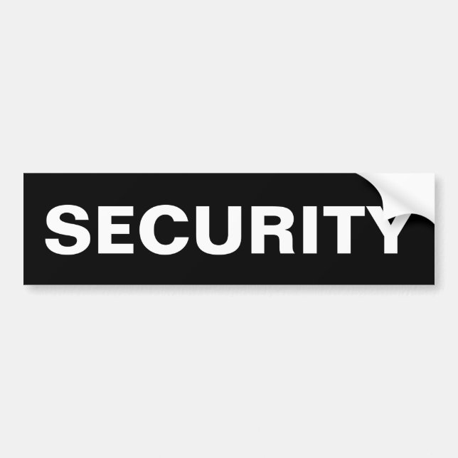 SECURITY - White Logo Bumper Sticker (Front)