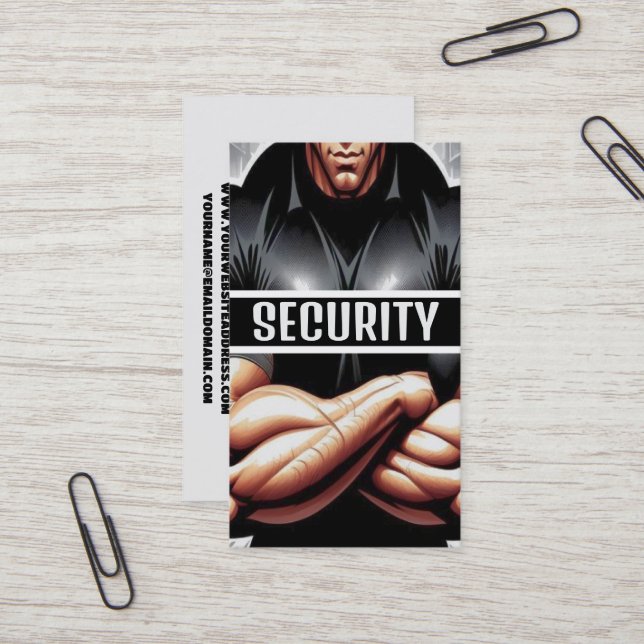 Security With Big Muscles Business Card (Front/Back In Situ)