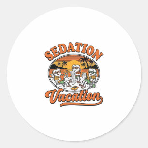 Sedation Vacation Retro Dental Humour Shirt Design Classic Round Sticker
