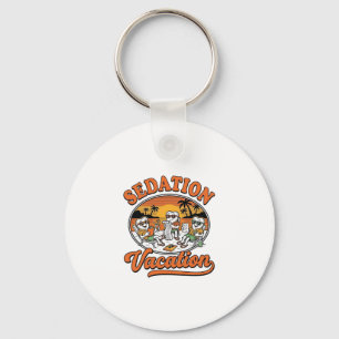Sedation Vacation Retro Dental Humour Shirt Design Keychain