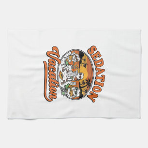 Sedation Vacation Retro Dental Humour Shirt Design Kitchen Towel
