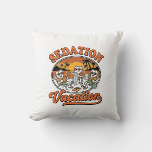 Sedation Vacation Retro Dental Humour Shirt Design Throw Pillow