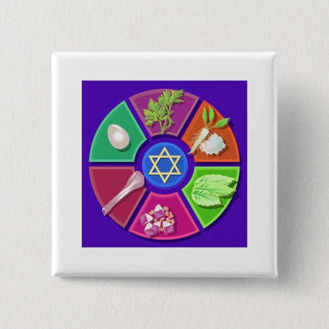 seder plate 2 inch square button (Front)