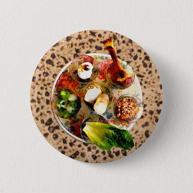 Seder Plate & Matzah 2 Inch Round Button (Front)