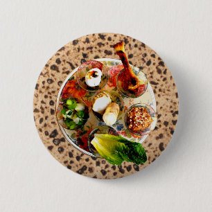 Seder Plate & Matzah 2 Inch Round Button
