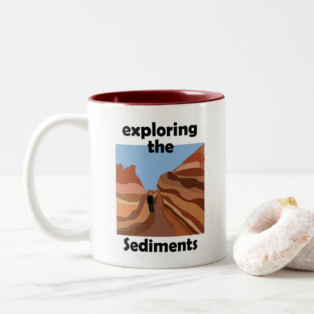 Sedimentary Rock Exploring The Sediments Hiker Two-Tone Coffee Mug (With Donut)