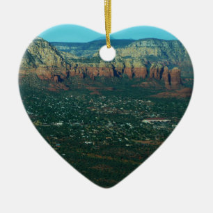 Sedona and Coffee Pot Rock from Above Ceramic Ornament