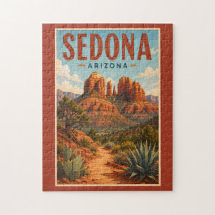 Sedona Arizona Cathedral Rock Illustration Travel  Jigsaw Puzzle