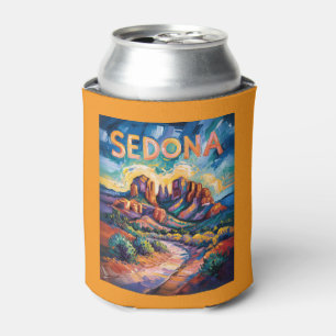 Sedona Arizona Cathedral Rock Van Gogh Vibrant Art Can Cooler