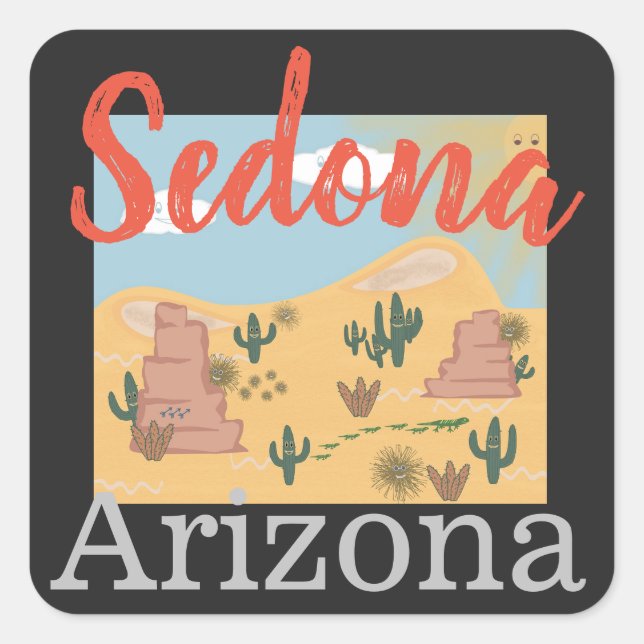 Sedona Arizona Desert Square Sticker (Front)