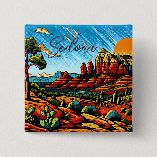 Sedona, Arizona Red Canyon 2 Inch Square Button (Front)