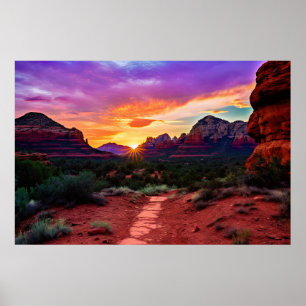 Sedona Arizona Red Rocks Nature Beautiful Sunset Poster