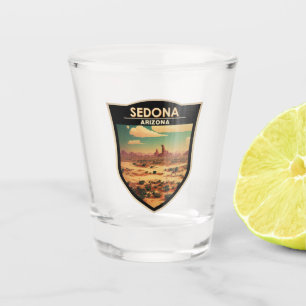 Sedona Arizona Retro Travel Art Badge Shot Glass