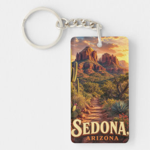 Sedona Arizona Sunset Red Rock Desert Travel Keychain