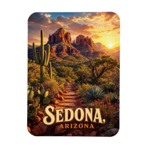 Sedona Arizona Sunset Red Rock Desert Travel Magnet