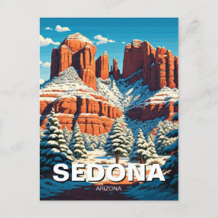 Sedona Arizona Travel Red Rocks Snow Postcard