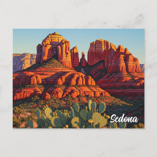 Sedona Arizona Travel Vintage Cactus Postcard