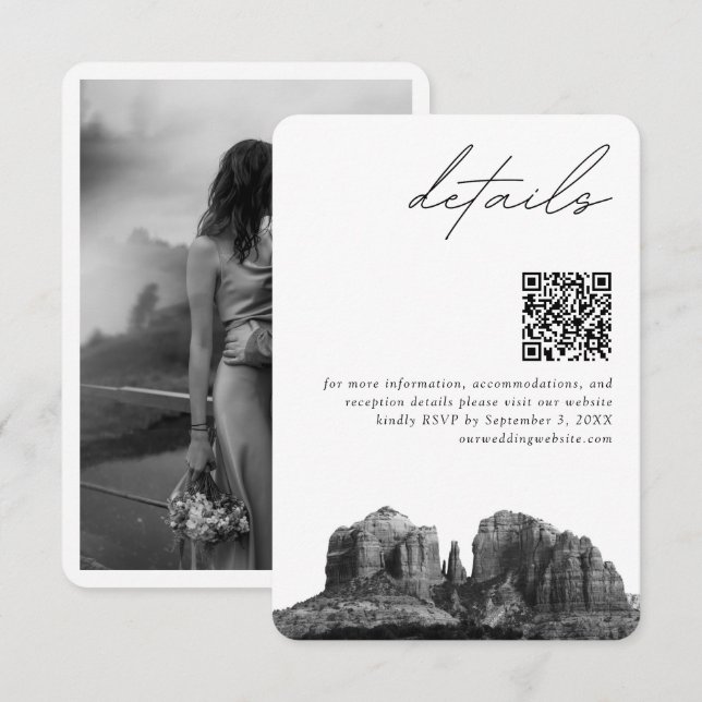 Sedona Arizona Wedding Modern Details QR Code Enclosure Card (Front/Back)