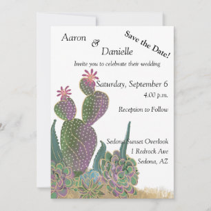 Sedona Cactus Flower Save the Date Card