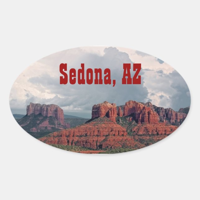 Sedona Red Rock Oval Sticker (Front)