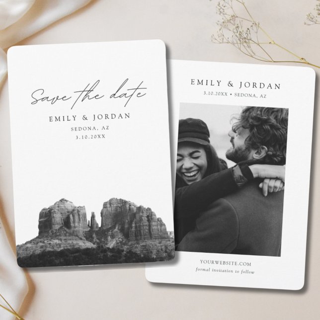 Sedona Save the Date Black & White Wedding Invitation (Sedona Arizona Wedding Save the Date)
