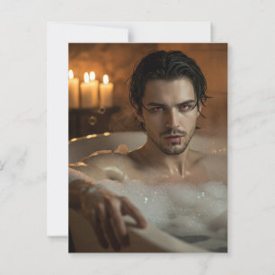 Seductive Vlad Vampire in Bubble Bath Postcard