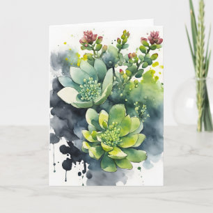 Sedum - Watercolor flowers Card