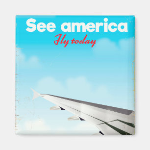 See America "fly today" vintage vacation print. Magnet
