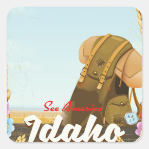 See America - Idaho Backpacking travel poster Square Sticker