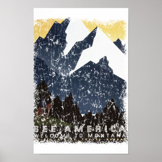 See America - Montana-distressed Poster (Front)