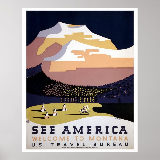 See America, Montana WPA travel Poster (Front)