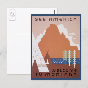 See America Welcome to Montana, Vintage Travel Postcard