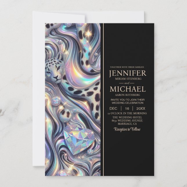 SEE BACK All-In-One Exotic Posh Wedding Invitation (Front)