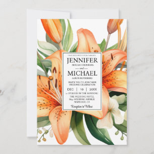 SEE BACK All-In-One Tiger Lily Wedding Invitation