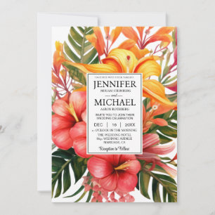 SEE BACK All-In-One Tropical Floral Wedding Invitation