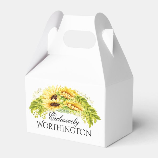 See Back - Sunflower Custom Gable Favour Box (Front Side)