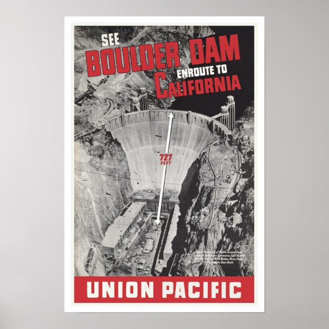 See Boulder Dam, Hoover Dam - Vintage Travel Poster (Front)