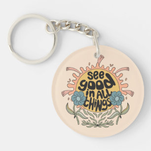See Good in all Things Hippie Graphic Keychain