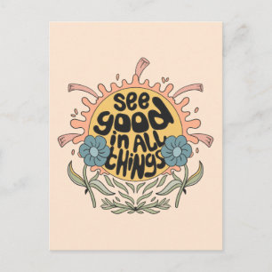 See Good in all Things Hippie Graphic Postcard