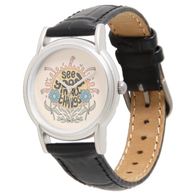 See Good in all Things Hippie Graphic Watch (Angled)