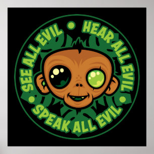 See, Hear and Speak All Evil Monkey Poster