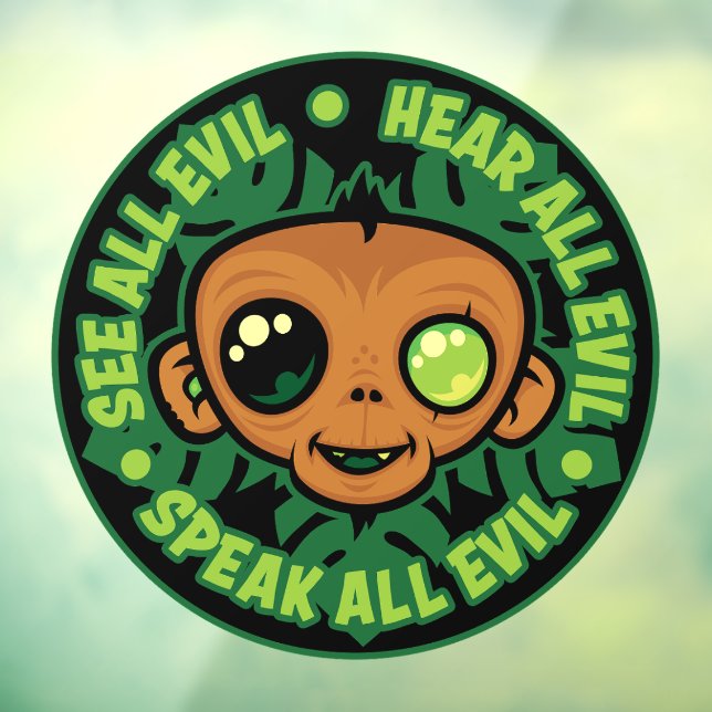 See, Hear and Speak All Evil Monkey Window Cling (Sheet 3)