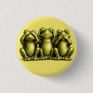 See Hear Speak No Evil Funny Frogs 1 Inch Round Button