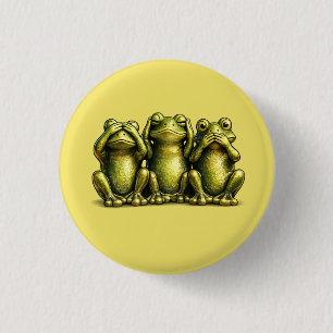 See Hear Speak No Evil Funny Frogs 1 Inch Round Button