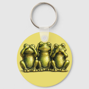 See Hear Speak No Evil Funny Frogs Keychain
