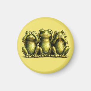 See Hear Speak No Evil Funny Frogs Magnet