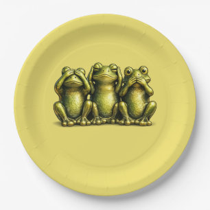 See Hear Speak No Evil Funny Frogs Paper Plate