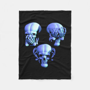 See Hear Speak No Evil Skulls Fleece Blanket