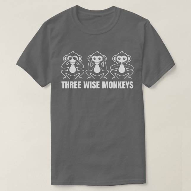 See Hear Speak No Evil Three Wise Monkeys T-Shirt (Design Front)